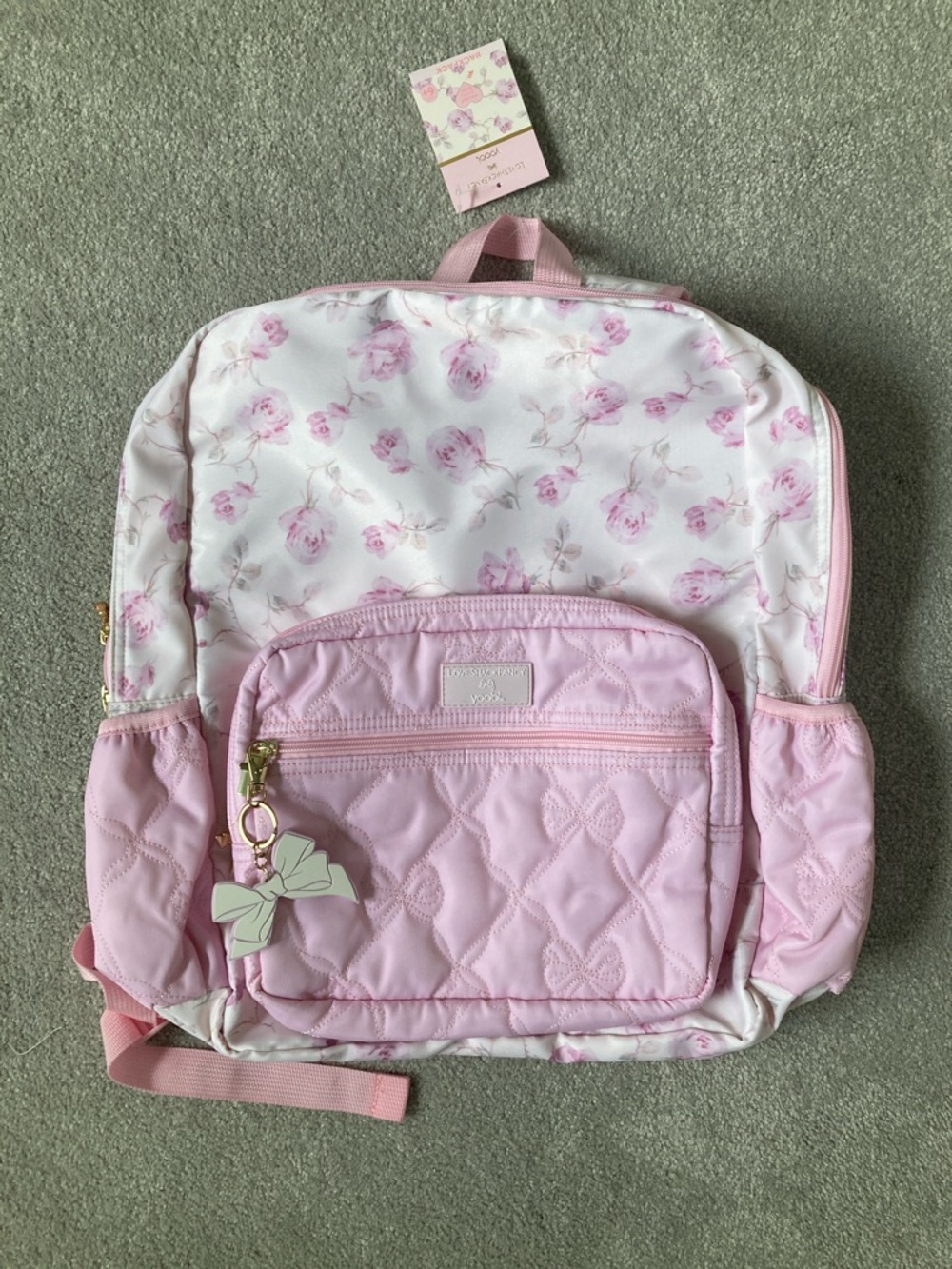 IN-HAND | LoveShackFancy x Target Yoobi Ribbon Rosa Backpack Sterling Dusk - Picture 2 of 13